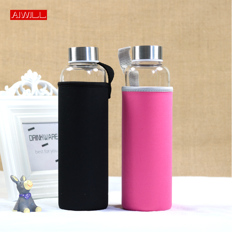 Outdoor Sport Glass Water Bottle - AIWILL-زجاجة ماء زجاجية رياضية ، مع