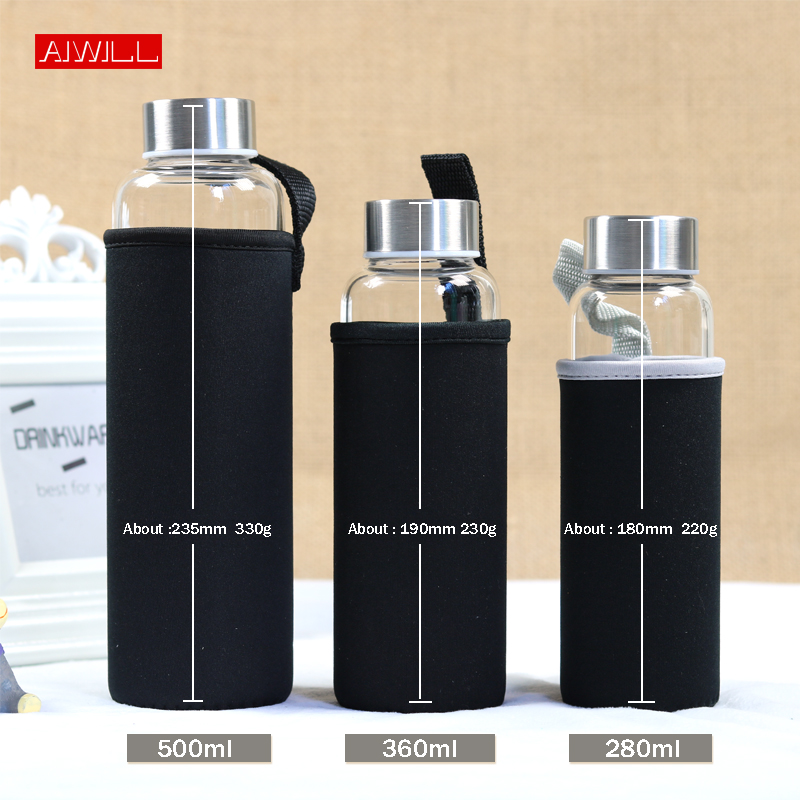 AIWILL-زجاجة ماء زجاجية رياضية - مراجعة Outdoor Sport Glass Water Bottle وسعره